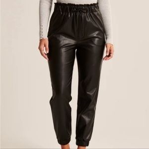Abercrombie & Fitch Black Vegan Leather Joggers Size M